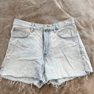 Mango Andy Light Wash Distressed Denim Shorts